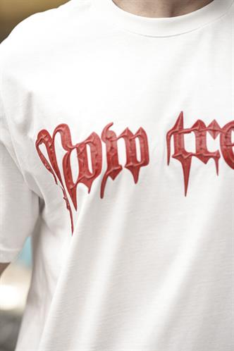 Ekru  Baskılı %100 Pamuk Erkek T-shirt E7141