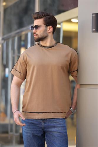 Kapuçino %100 Pamuklu Bisiklet Yaka Basic Erkek Tişört E7140