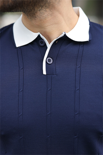 Lacivert Polo Yaka Triko Erkek Tişört E7470