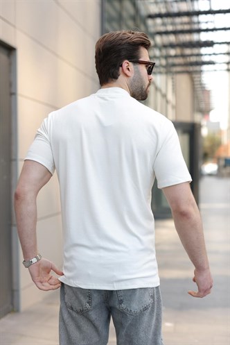 Ekru Bisiklet Yaka Basic Erkek T-shirt E7113