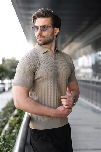 Vizon Slim Fit Polo Yaka Triko Erkek Tişört E7472