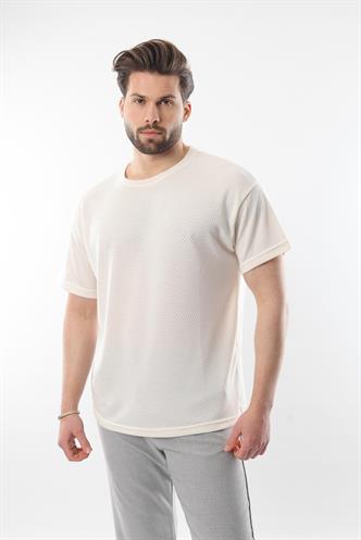 Ekru Bisiklet Yaka Erkek T-shirt E7128