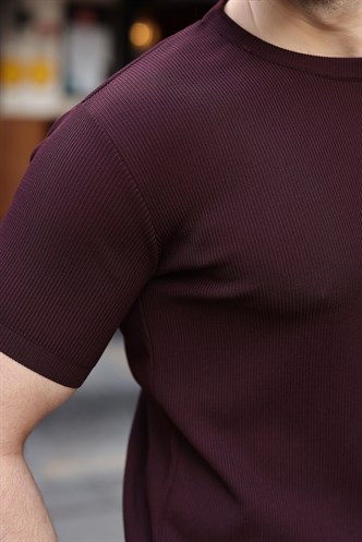 Mürdüm Bisiklet Yaka Fitilli Erkek Tişört E7474