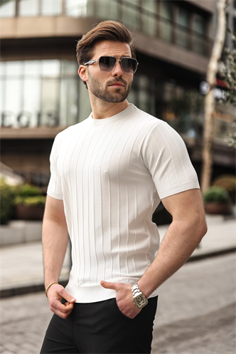 Madmext Men White T-Shirt 5684