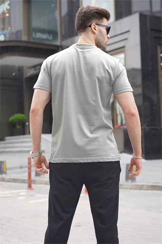 Boyalı Gri Regular Fit Basic Erkek Tişört 6131