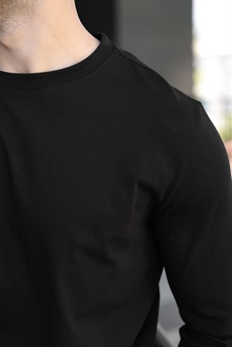 Siyah %100 Pamuklu Slim Fit Erkek Tişört E7187