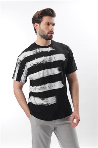 Siyah Baskılı Regular Fit Erkek T-shirt E7107