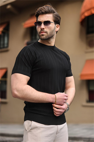 Madmext Men Black T-Shirt 5684