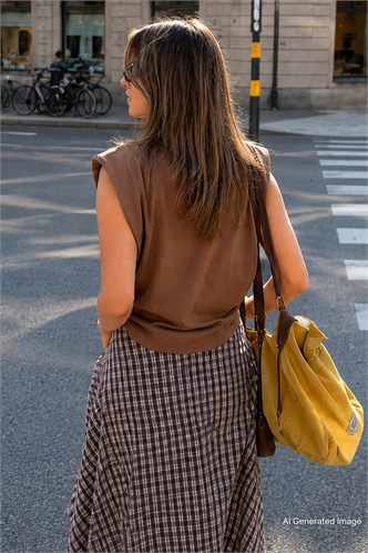 Mad Girls Brown Sleeveless T-Shirt MG900