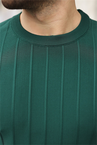 Madmext Erkek Nefti Yeşili Triko Tişört 5684