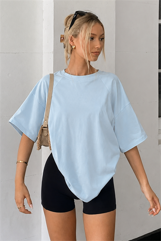 Mavi Oversize Basic Kadın Tişört