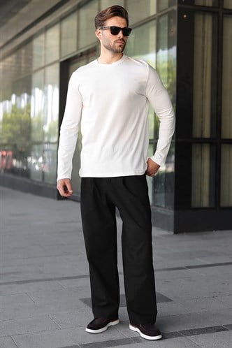 Ekru %100 Pamuklu Slim Fit Erkek Tişört E7187