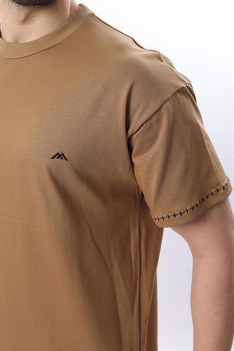 Kapuçino Nakış Detaylı Erkek T-shirt E7112