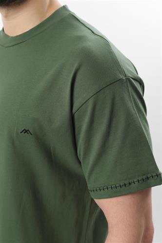 Haki Nakış Detaylı Erkek T-shirt E7112