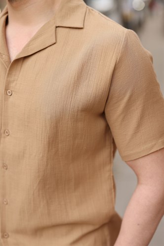 Vizon %100 Pamuklu Erkek Şort Gömlek Takım E7361