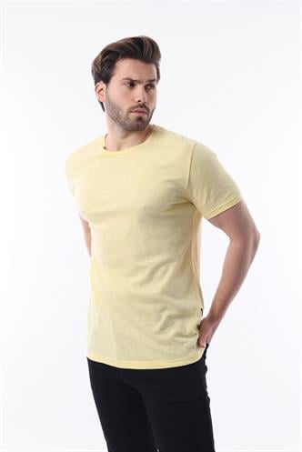 Madmext Erkek Sarı Basic Tişört 5268