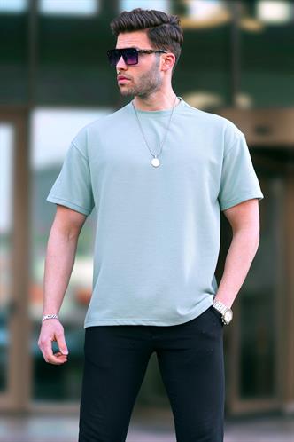 Çağla Yeşili Basic Oversize Erkek Tişört 7010