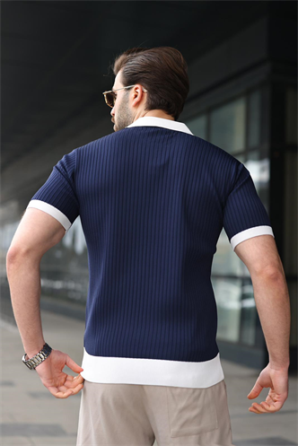 Lacivert Polo Yaka Triko Erkek Tişört E7471