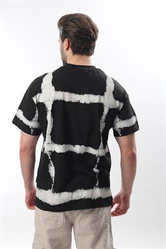 Siyah Bisiklet Yaka Baskılı Basic Erkek T-shirt E7109