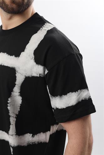 Siyah Bisiklet Yaka Baskılı Basic Erkek T-shirt E7109