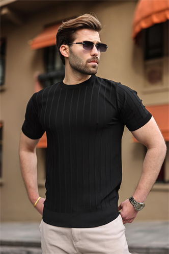 Madmext Men Black T-Shirt 5684
