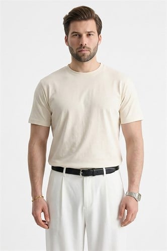 Ekru Regular Fit Basic Erkek Tişört 6131
