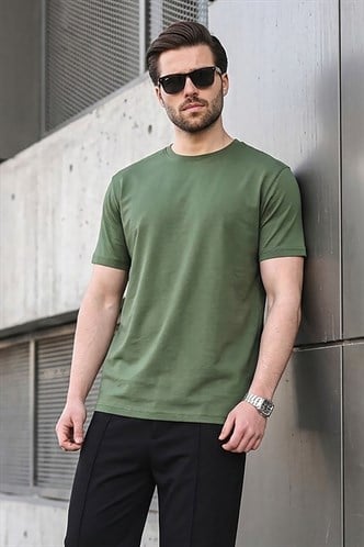 Haki Yeşili Regular Fit Basic Erkek Tişört 6131
