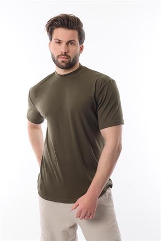 Haki Bisiklet Yaka Basic Erkek T-shirt E7113
