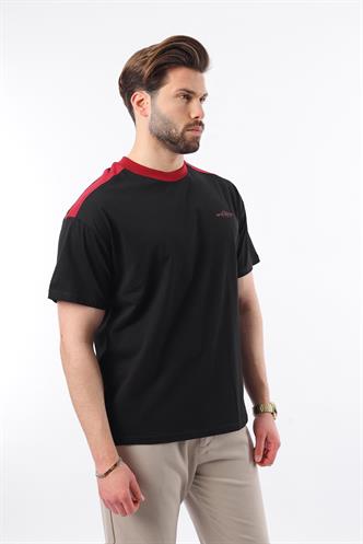 Madmext Siyah Bisiklet Yaka Baskılı Erkek Tişört E7114