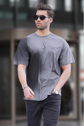 Füme Baskılı Bisiklet Yaka Erkek Tişört 7028