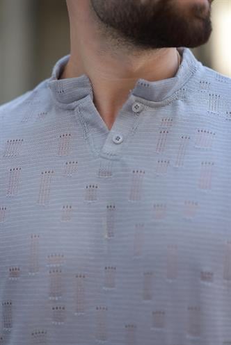 Boyalı Gri  Hakim Yaka Erkek Basic Tişört E7148