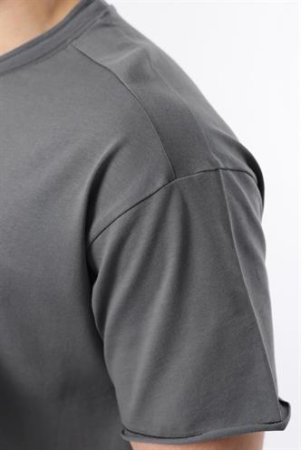  Madmext Füme Bisiklet Yaka Basic Erkek Tişört E7105