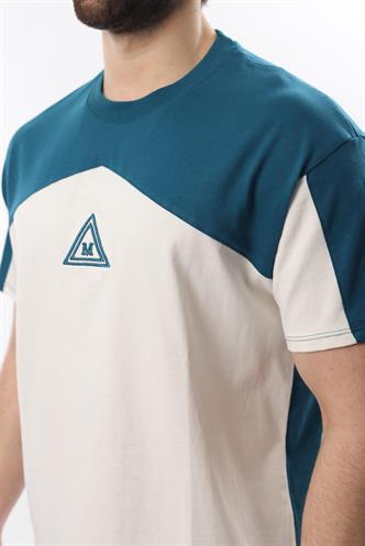 Petrol Mavisi  OverFit Garnili Erkek T-shirt E7104