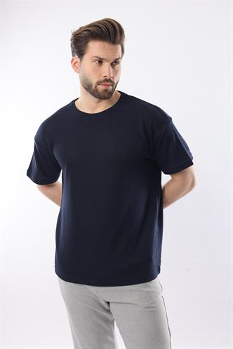 Lacivert Bisiklet Yaka Erkek T-shirt E7128