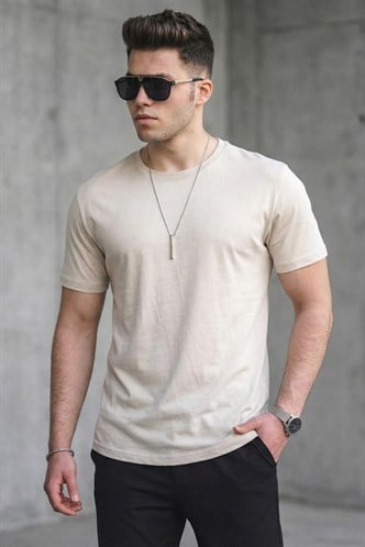Madmext Bej Erkek Tişört 4951