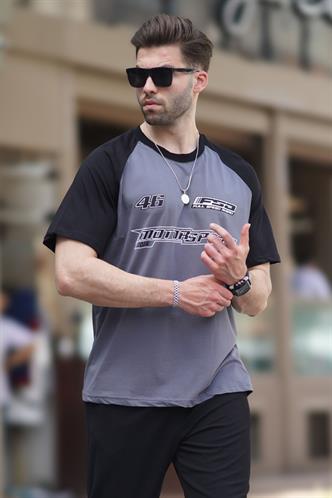 Füme Baskılı Pamuklu Kısa Kollu Erkek Tişört 7034