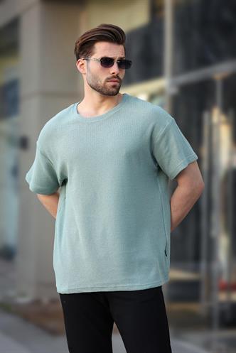 Madmext Mint Yeşili Bisiklet Yaka Oversize Erkek T-shirt E7134