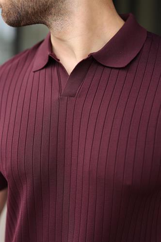 Mürdüm Polo Yaka Triko Erkek Tişört E7461