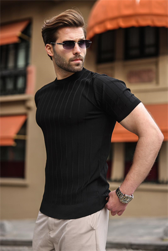 Madmext Men Black T-Shirt 5684