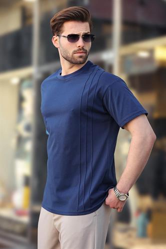 Madmext Lacivert OverFit Erkek T-shirt E7130