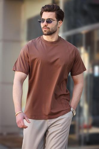 Madmext Kahverengi OverFit Erkek T-shirt E7130