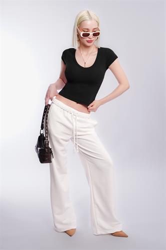 Siyah V Yaka Basic Kadın Tişört Mg2450