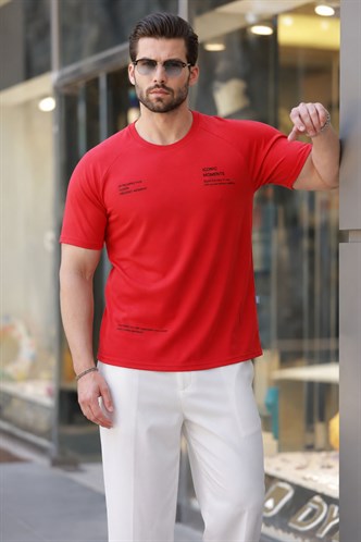 Madmext Red Printed T-shirt for Men 4632