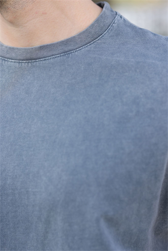 Gri %100 Pamuklu Oversize Erkek Tişört E7178