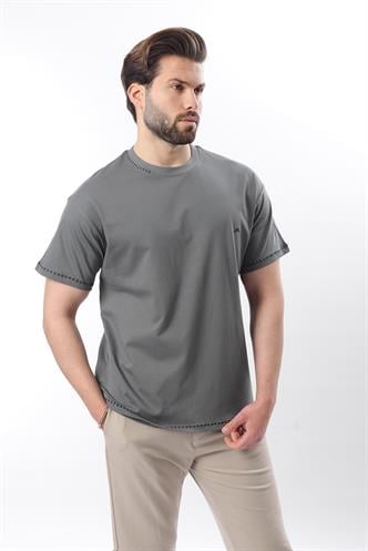Füme Nakış Detaylı Erkek T-shirt E7112