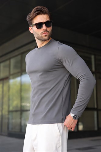 Füme %100 Pamuklu Slim Fit Erkek Tişört E7187
