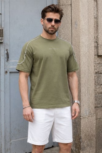 Haki Bisiklet Yaka Basic Tişört E7132