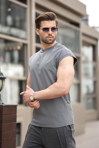 Füme Yarım Kol Erkek Basic Tişört E7136