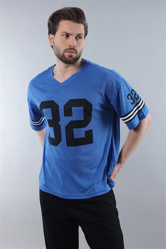 Saks Baskılı V Yaka Erkek Tişört E5838