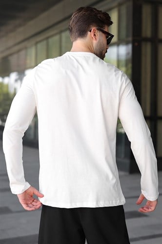 Ekru %100 Pamuklu Slim Fit Erkek Tişört E7187